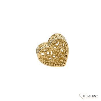 Złota zawieszka charms do bransoletki w kształcie serca ZA 6038.jpg